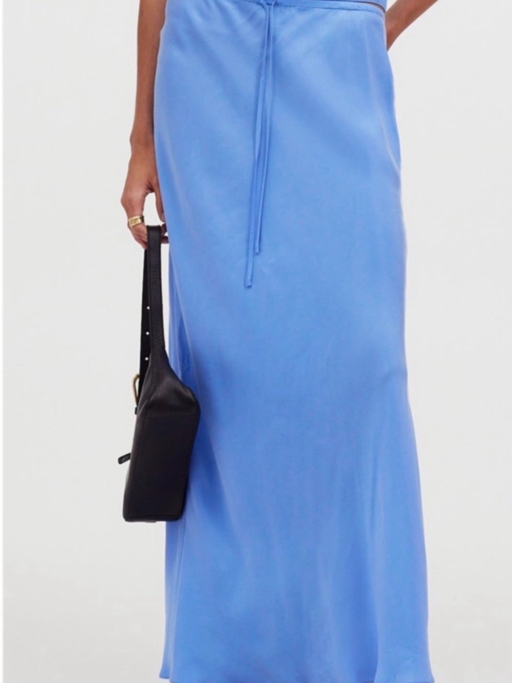 Madewell Periwinkle Satin Drawstring Maxi Skirt